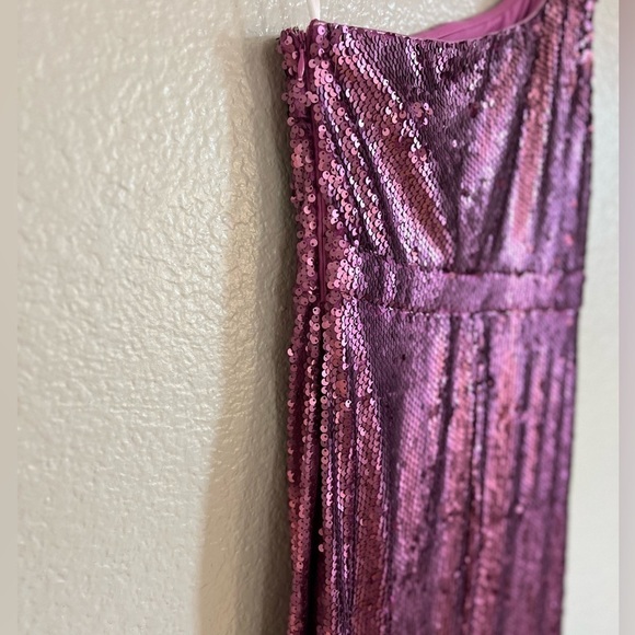 NWOT Prom Perfect Pink Sequin One-Shoulder Cutout Mermaid Maxi Dress - Picture 8 of 8